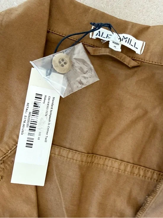 Alex Mill — Utility Cotton Twill Jumpsuit - Hickory — Size L - Picture 6 of 16